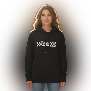 Bowery Supply Co Black Hoodie with Checkered Design